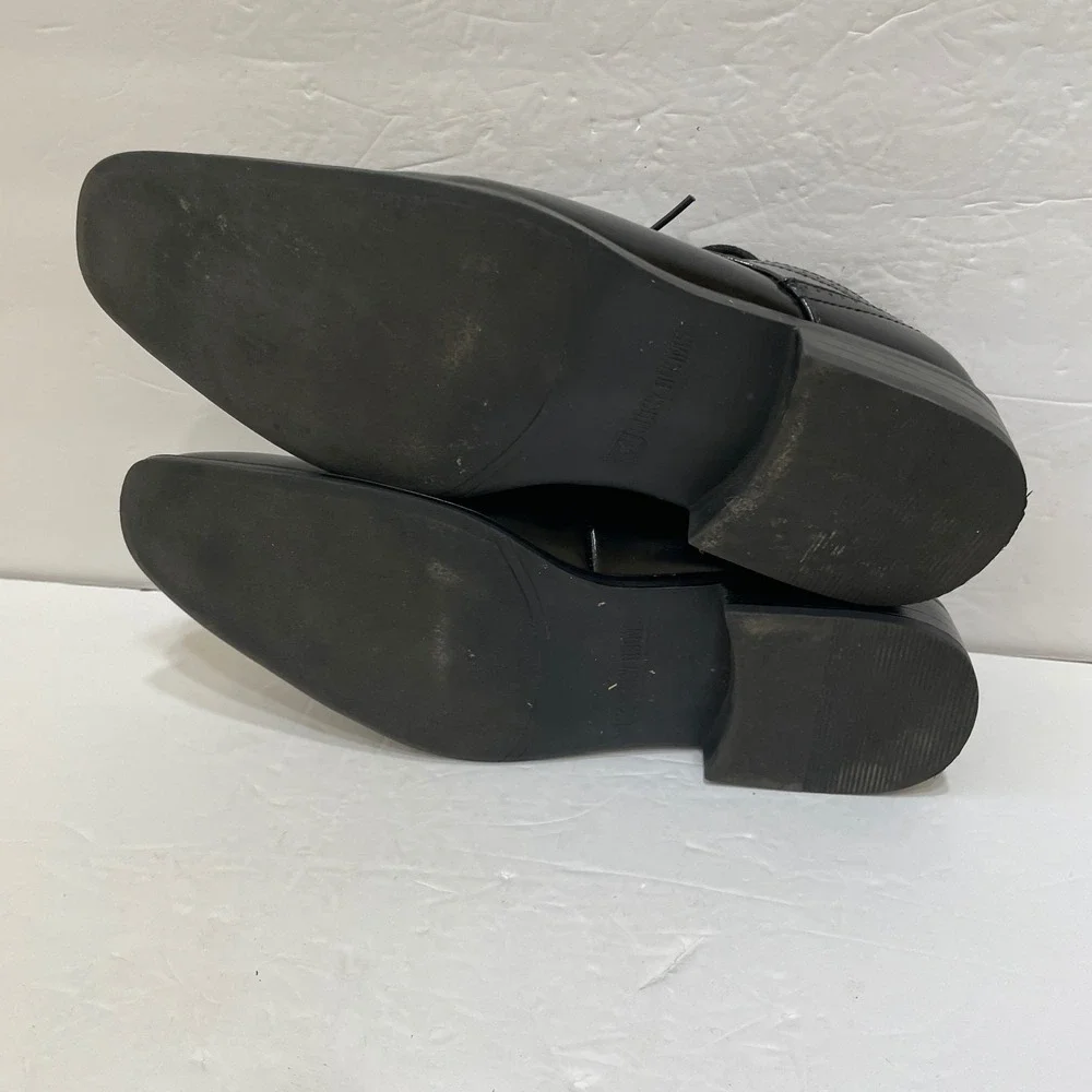 EXCELLENT CONDITION STACY ADAMS SQUARE TOE OXFORDS IN BLACK‎ LEATHER